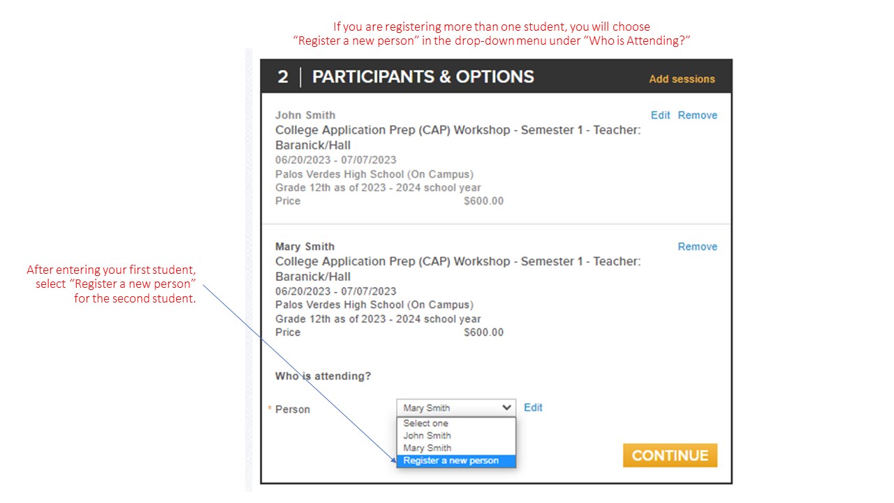 screen shot3for HS Registration page-2nd student